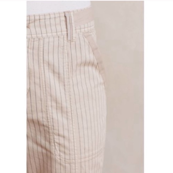 🌸2/$25 Anthro Hei Hei Cream Navy Pinstripe Beachwalker Ankle Length Pants - Picture 2 of 11